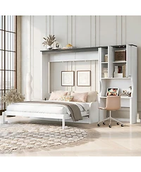 Streamdale Furniture Multi-Functional Murphy Bed With Sofa, Desk, And Storage - Queen Size