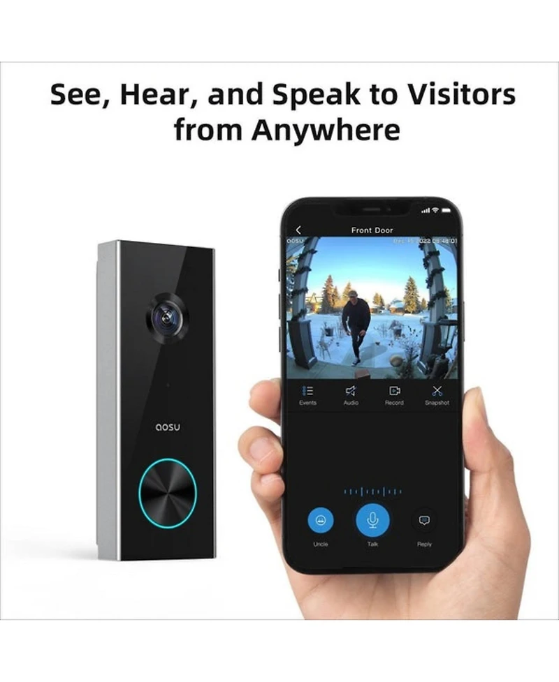 Aosu V8P Wireless 2k Battery Powered Video Doorbell Camera