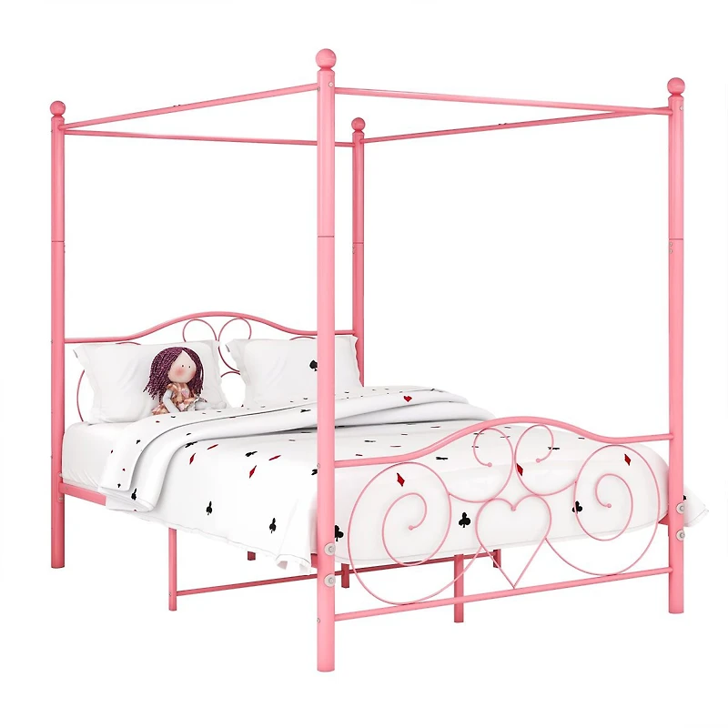 Streamdale Furniture Vintage Style Metal Queen Canopy Bed Frame