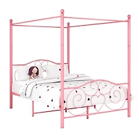 Streamdale Furniture Vintage Style Metal Queen Canopy Bed Frame