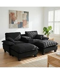 Streamdale Furniture Modular Cloud Couch with Storage, Usb, 2 Ottomans and Pillows