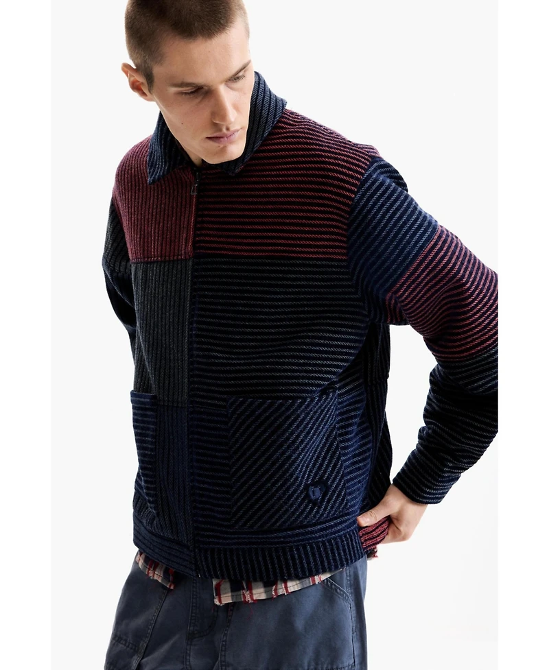 Desigual Men's Chenille Coat Blocks