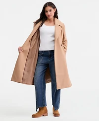 CeCe Petite Double-Breasted Belted Bow Back Coat