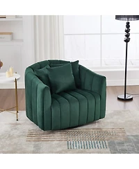Streamdale Furniture Upholstered 360degree(s) Swivel Barrel Chair and Half with 3 Pillows,
