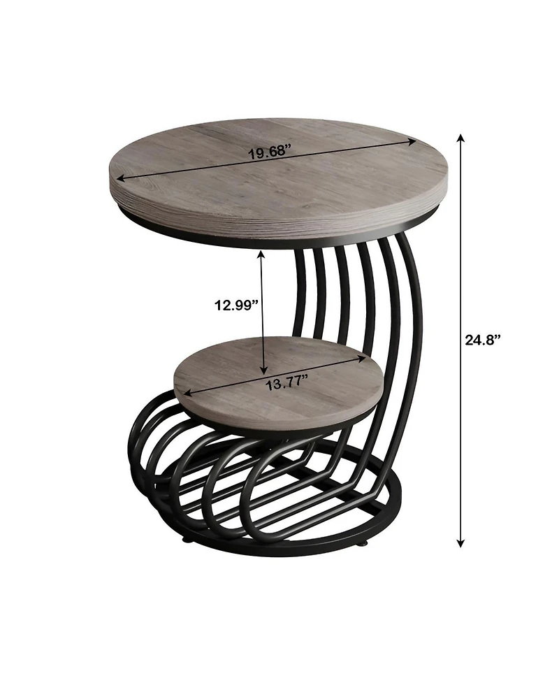 Slickblue 2 Tier Faux Marble Side Table for Living Room and Bedroom