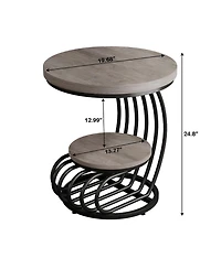 Slickblue 2 Tier Faux Marble Side Table for Living Room and Bedroom