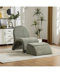 Streamdale Furniture Modern Upholstered Armless Chair with Storage Ottoman