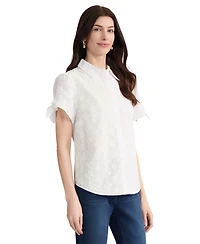 Jones New York Petite Button-Front Short-Sleeve Blouse