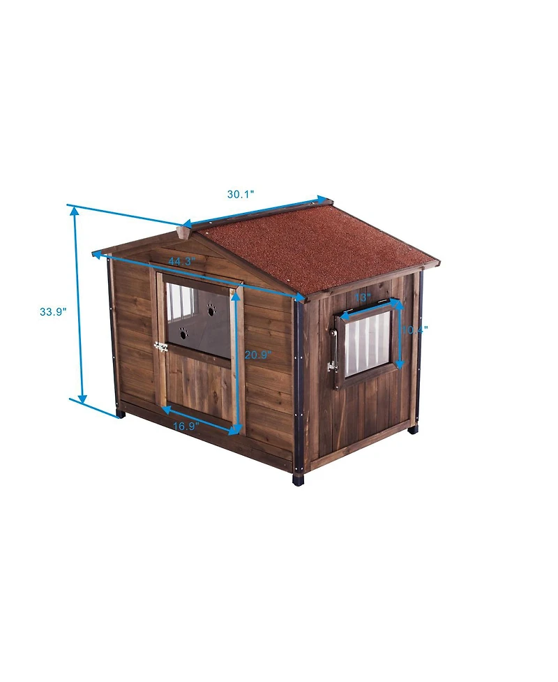 Streamdale Furniture Large Wooden Cabin-Style Dog Kennel with Iron Frame