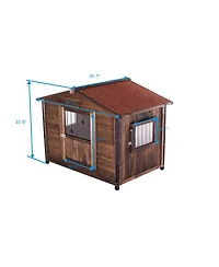 Streamdale Furniture Large Wooden Cabin-Style Dog Kennel with Iron Frame