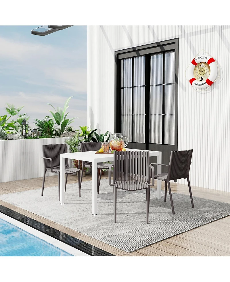 Streamdale Furniture 4pc Warm Stackable Armchair and Modern Table Set