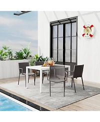 Streamdale Furniture 4pc Warm Stackable Armchair and Modern Table Set