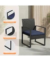 homfan 3 Piece Patio Bistro Set – Outdoor Wicker Furniture with Tempered Glass Coffee Table – Pe Rattan Conversation Set for Patio, Garden, Balcony
