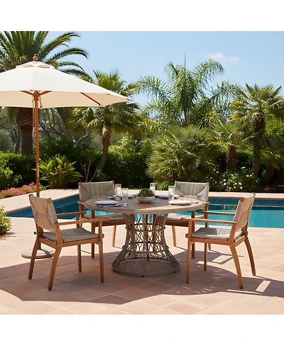 Streamdale Furniture 5-Piece Acacia Wood and Wicker Outdoor Dining Set