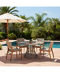 Streamdale Furniture 5-Piece Acacia Wood and Wicker Outdoor Dining Set
