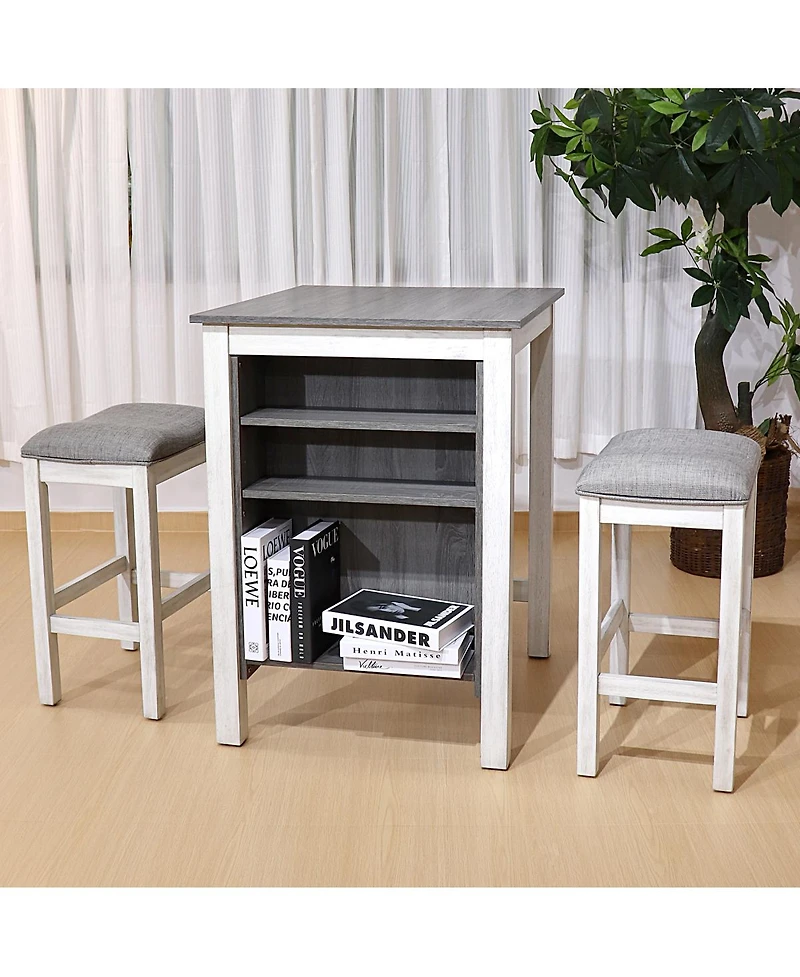 Streamdale Furniture 3-Piece Modern Farmhouse Counter Set with Storage