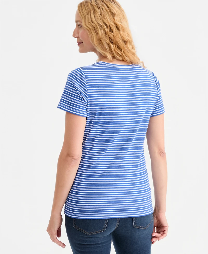 Style & Co Women's Printed Short-Sleeve Henley Top, Macy's Exclusive