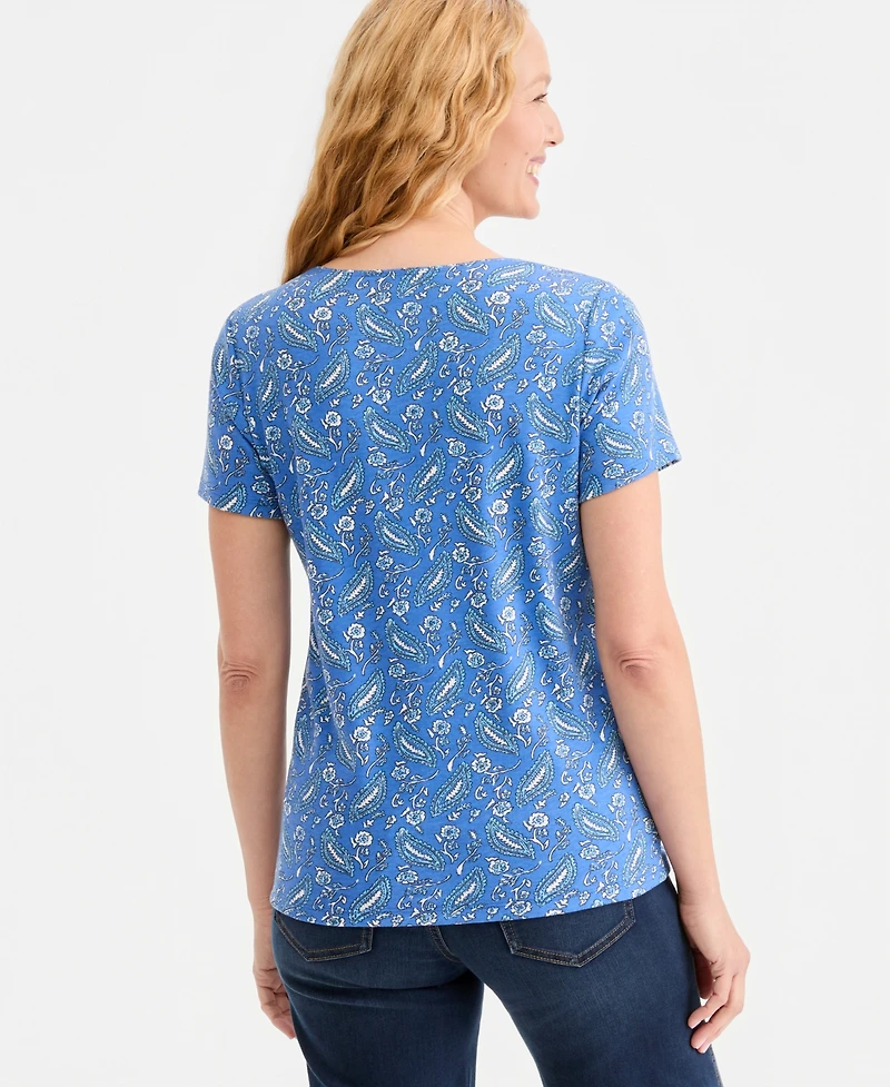 Style & Co Women's Printed Short-Sleeve Scoop-Neck Top, Macy's Exclusive