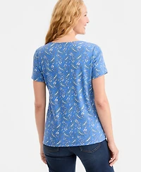 Style & Co Women's Printed Short-Sleeve Scoop-Neck Top, Macy's Exclusive