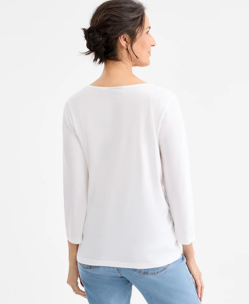Style & Co Women's Long-Sleeve Embroidered Knit Top, Macy's Exclusive