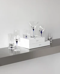Orrefors Set of 2 Intermezzo Blue Martini Glasses