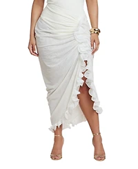 Eloquii Women's PatBO x Ruffled Sheer Mesh Skirt