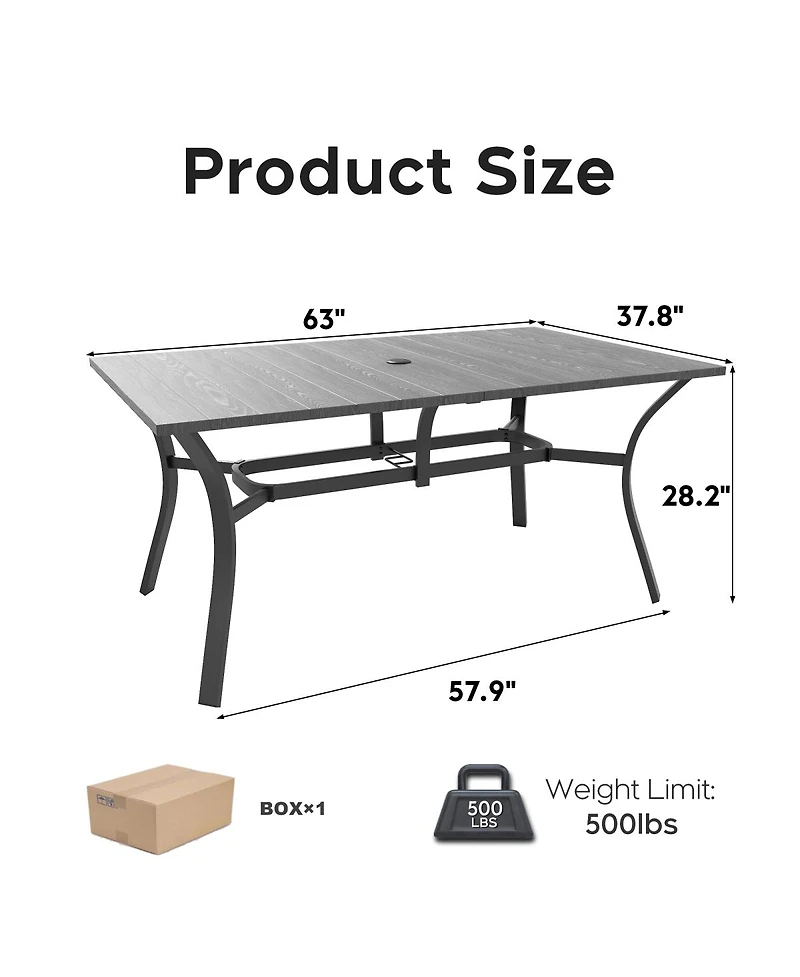 Streamdale Furniture 7-Piece Outdoor Metal Patio Dining Set with Rectangular Table and 6 Chairs