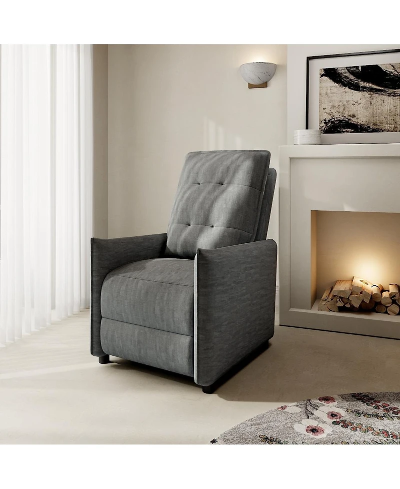 Streamdale Furniture Chenille Fabric Manual Push Back Recliner Chair with Adjustable Footrest