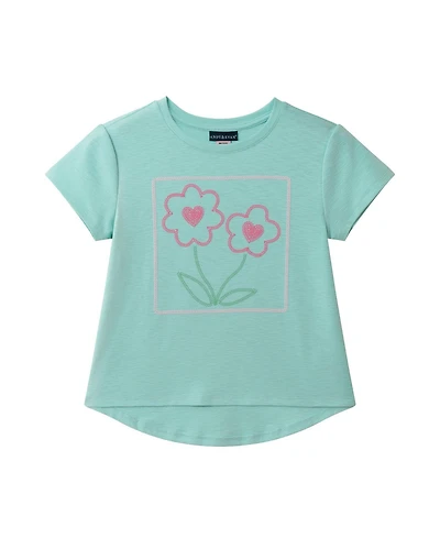 Andy & Evan Girls Sparkle Bloom Emroidered Tee