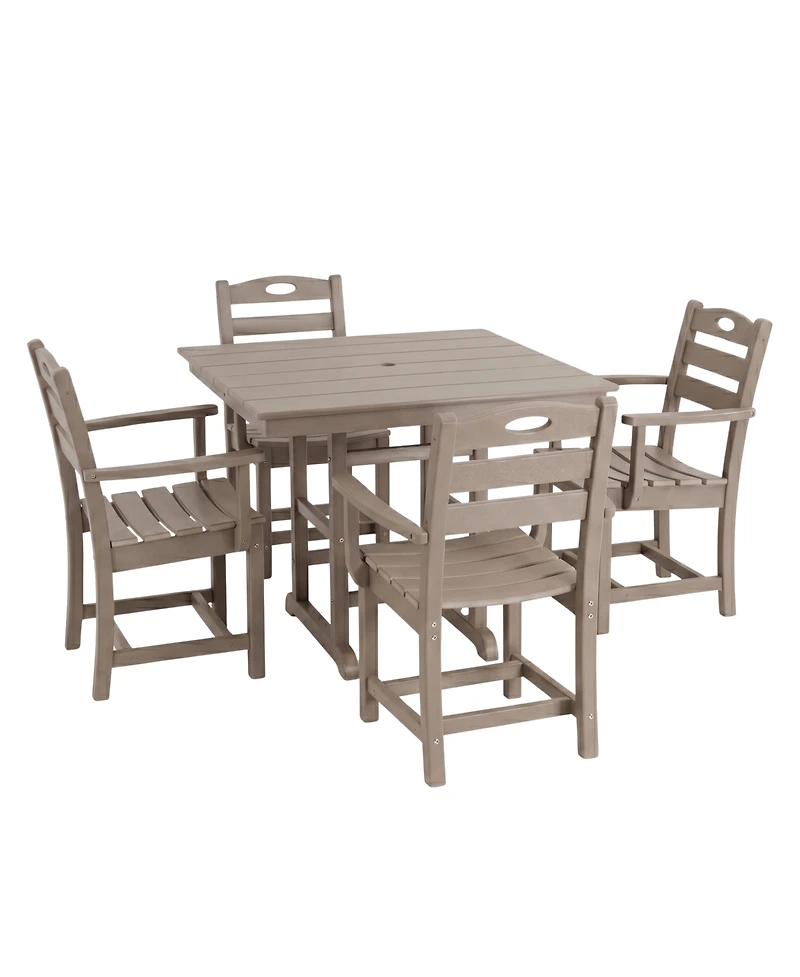 Streamdale Furniture Weathered Wood Hdpe 5-Piece Outdoor Patio Dining Set