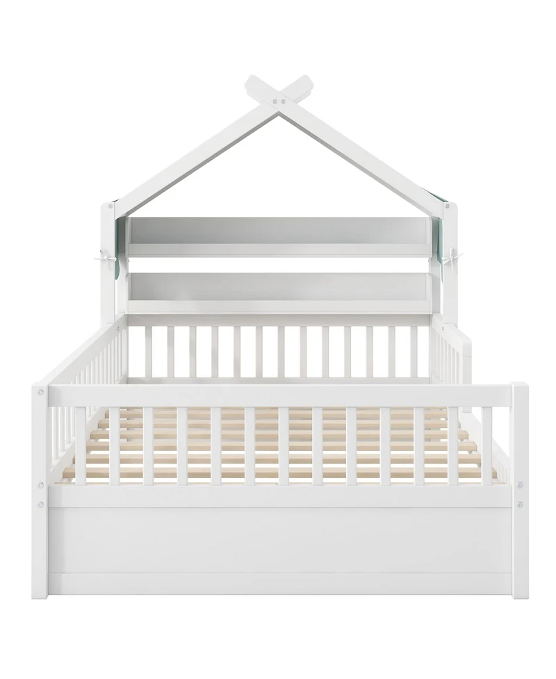 Streamdale Furniture Wooden House Bed with Storage Headboard Shelf