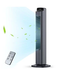 Cowsar Bladeless Tower Fan with Remote, 5 Speeds,Grey