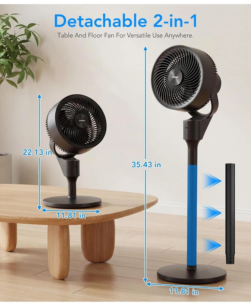 Cowsar Pedestal Fan, 3 Spd, 6H, 80degree(s) Osc, Aroma, Detachable