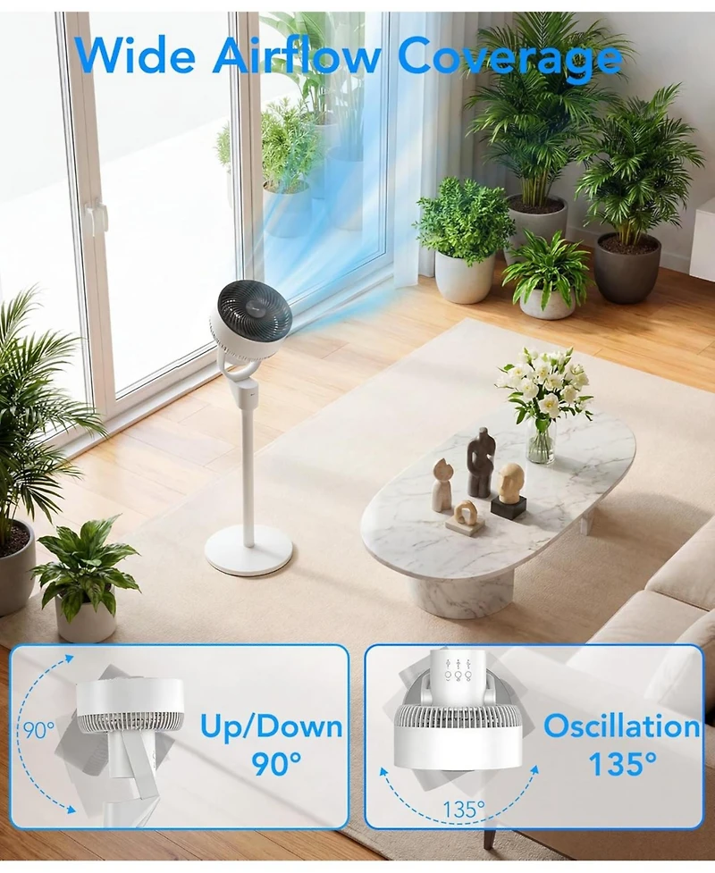 Cowsar Pedestal Fan, 3 Spd, 6H, 80degree(s) Osc, Aroma, Detachable