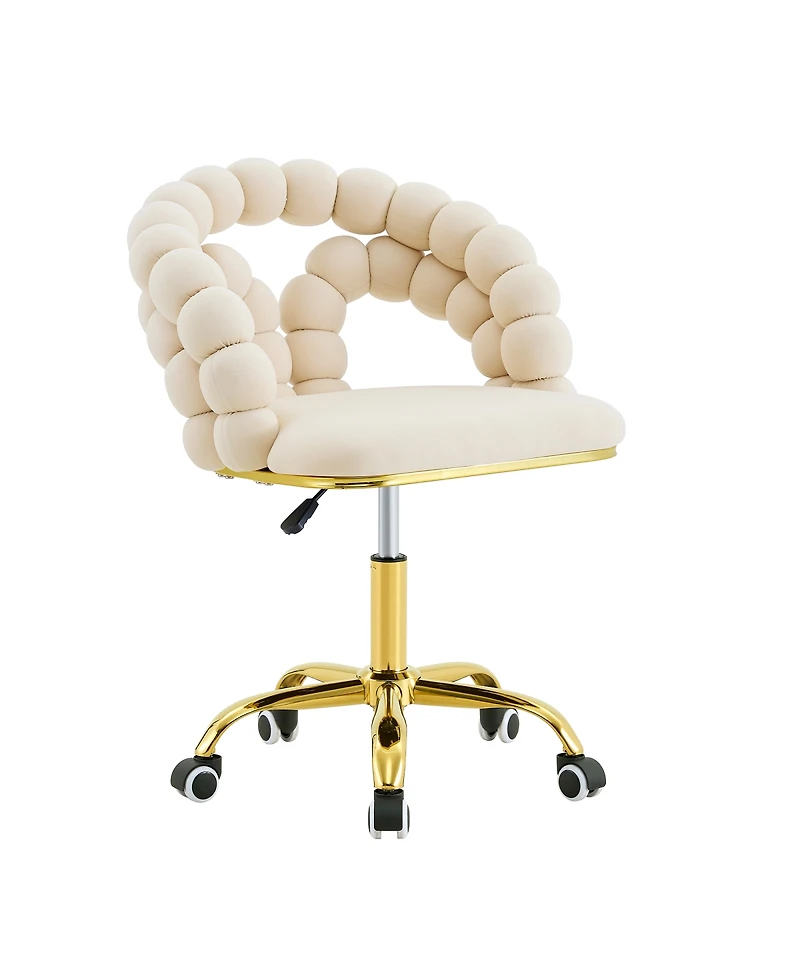 Streamdale Furniture Modern Velvet Adjustable Swivel Desk Chair with Gold Base