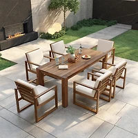 Streamdale Furniture 7-Piece Outdoor Patio Dining Set with Umbrella Hole and Cushions