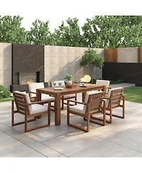 Streamdale Furniture 7-Piece Outdoor Patio Dining Set with Umbrella Hole and Cushions