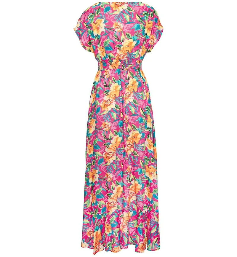 Lascana Women's Floral Flounce Hem Cover up Beach Dress