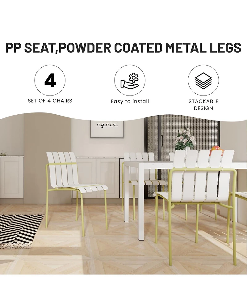 Streamdale Furniture Piece Striped Chair and Folding Table Set - Waterproof Indoor Outdoor Furniture