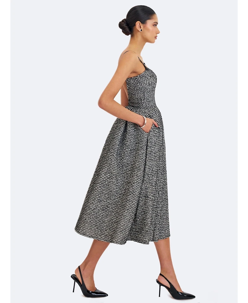 Miss Circle Women's Katalina Tweed Backless Midi Dress