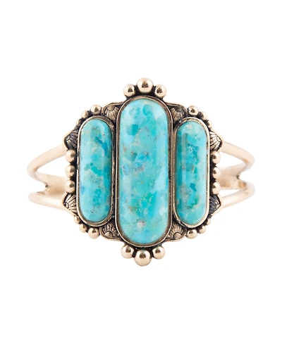 Barse Plateau Blue Turquoise Golden Cuff Bracelet