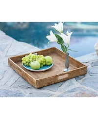 Artifacts Trading Company Rattan Square Tray with Cutout Handles
