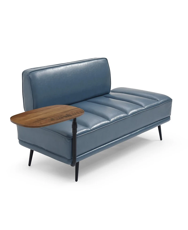 Streamdale Furniture Faux Leather Swivel Tray End of Bed Bench with Side Table