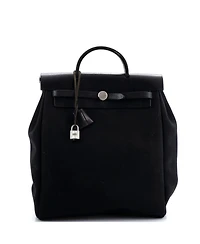 Pre-Owned HERMES Gm Vintage Herbag A Dos Backpack Toile and Leather