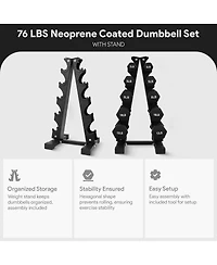 BalanceFrom Fitness 76 Pound Neoprene Coated Dumbbell Set with Stand