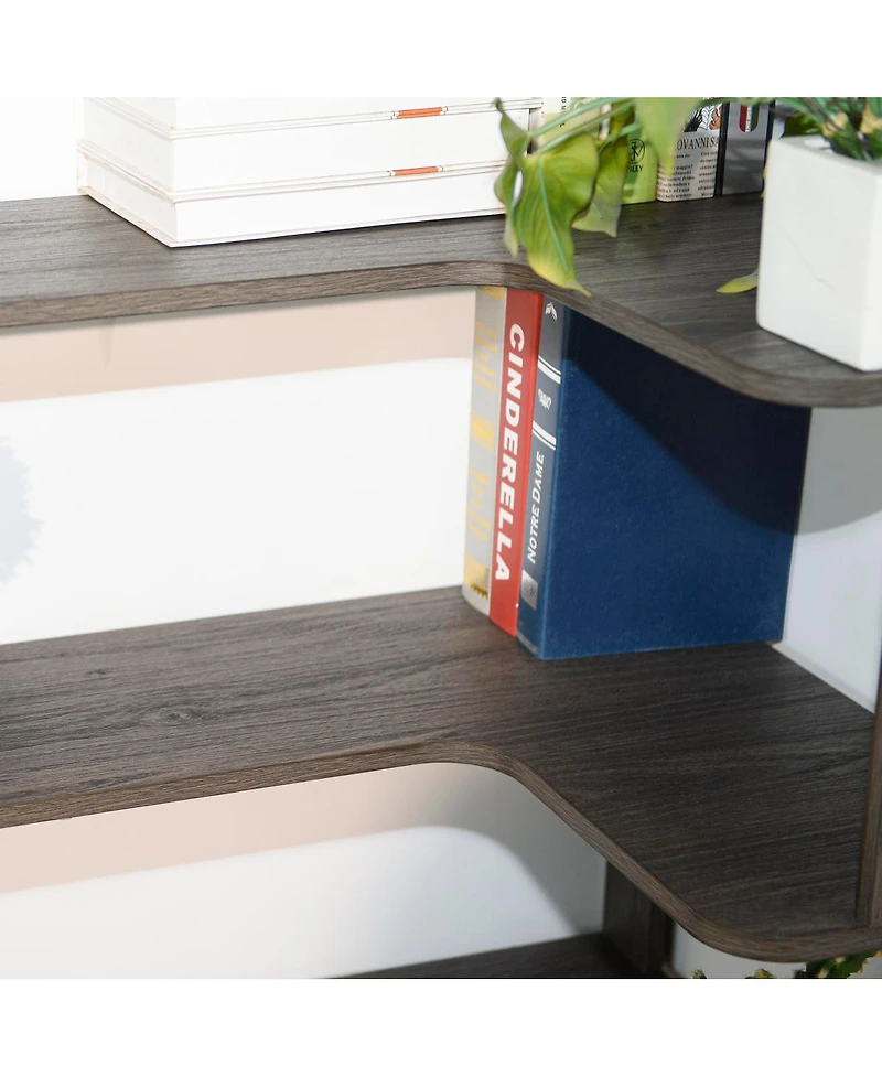 Streamdale Furniture 90cm Freestanding Corner Bookshelf with Anti-Tip Device
