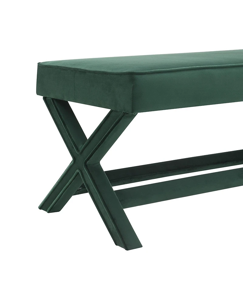 Streamdale Furniture Velvet Double Bench with X-Crossed Legs
