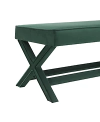 Streamdale Furniture Velvet Double Bench with X-Crossed Legs