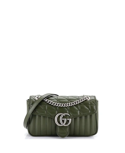Pre-Owned Gucci Small Gg Marmont Flap Bag Mixed Matelasse Leather