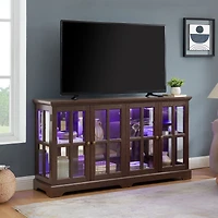 Streamdale Furniture Cherry Led Curio Cabinet with Glass Doors and Adjustable Shelves
